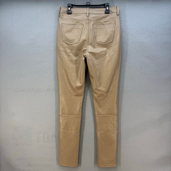 7 For All Mankind Pants Women's XS Tan Faux Leather Preppy Business Casual NWT - Picture 2 of 15